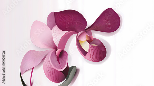 Paphiopedilum Orchids logo 3d vector paper cute