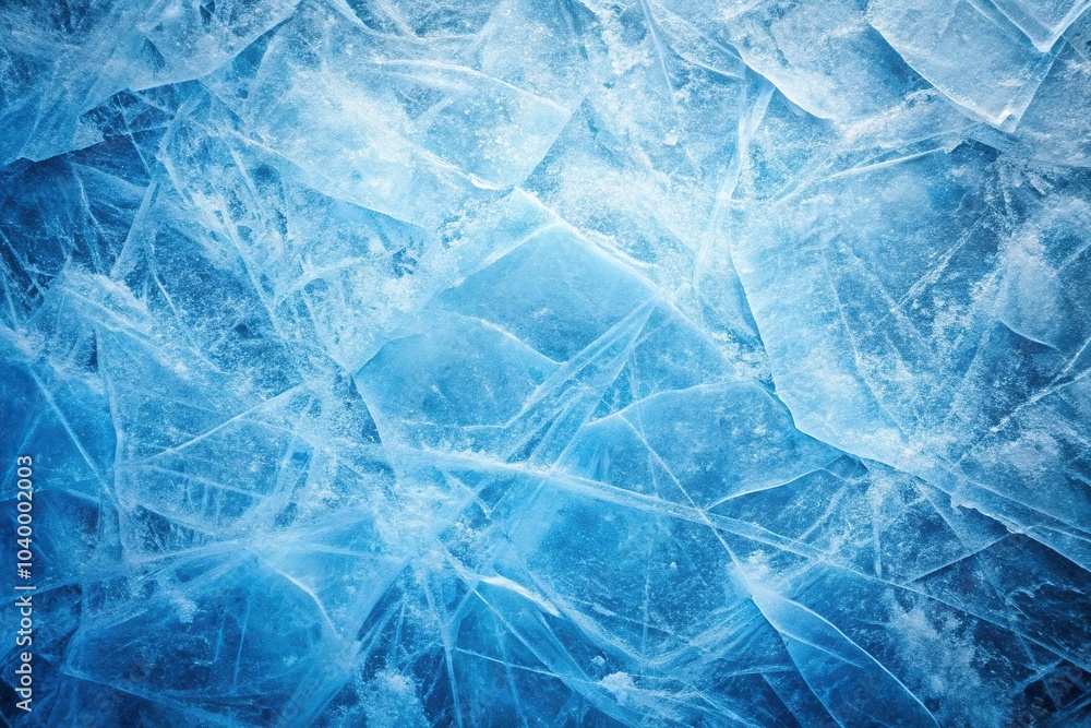 Obraz premium Cold frosty surface of ice block on blue background in wide-angle