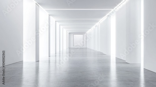 Wallpaper Mural Bright Minimalist Gallery with White Walls and Floor Torontodigital.ca