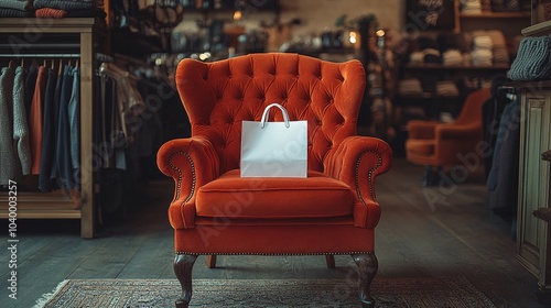 Luxurious Velvet Chair with White Paper Bag