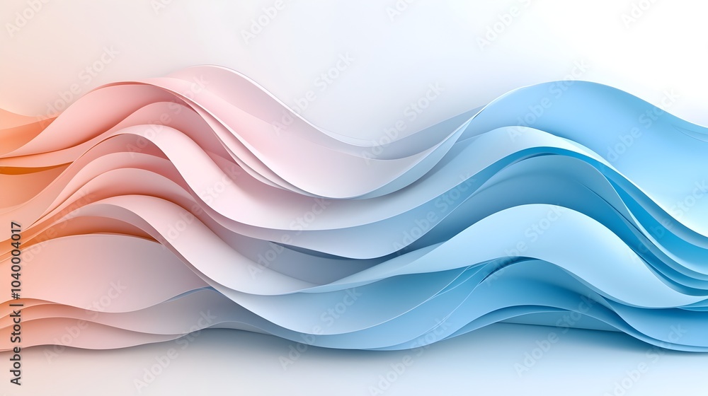 Fototapeta premium Sleek Futuristic Abstract Wavy Glass Shapes with Soft Light Reflections and Flowing Curves Forming a Translucent and Visually Captivating Digital Artwork