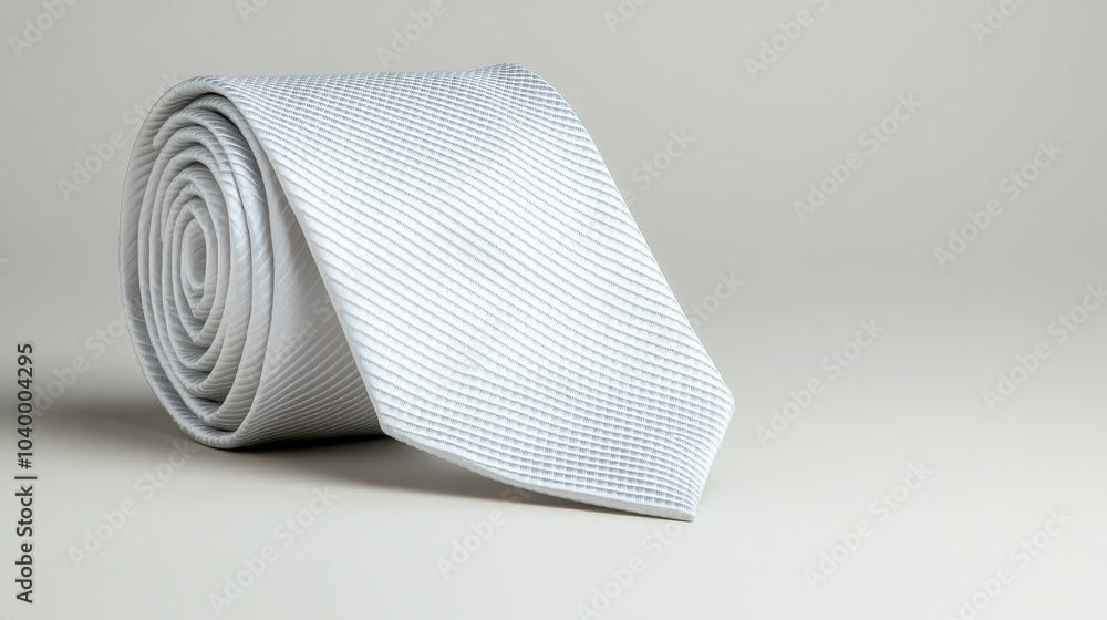 A tie adorned with a minimalist wave pattern in soft blues and greys, creating a calming and elegant look perfect for formal events, very realistic A tie adorned with a minimalist wave pattern in soft blues and greys, creating a calming and elegant look perfect for formal events, very realistic