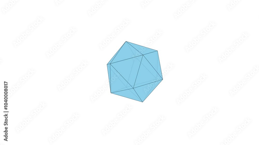 An icosahedron is a three-dimensional solid with 20 faces, each of which is an equilateral triangle. An icosahedron is a three-dimensional solid with 20 faces, each of which is an equilateral triangle.