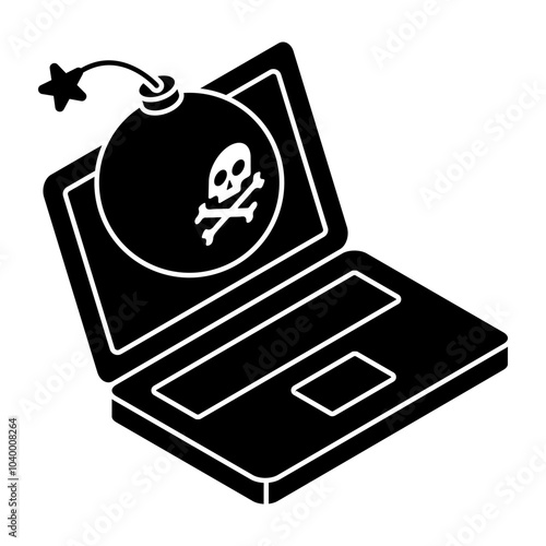 Creative design icon of laptop spam bomb