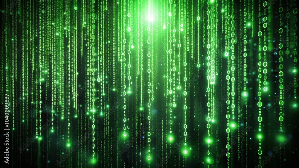 Green Matrix Background with Falling Numbers and Binary Code for Hacking Concept Green Matrix Background with Falling Numbers and Binary Code for Hacking Concept