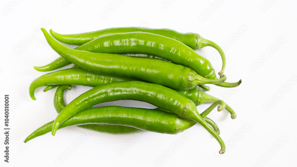 Ripe fruits of green peppers isolated on white background Ripe fruits of green peppers isolated on white background
