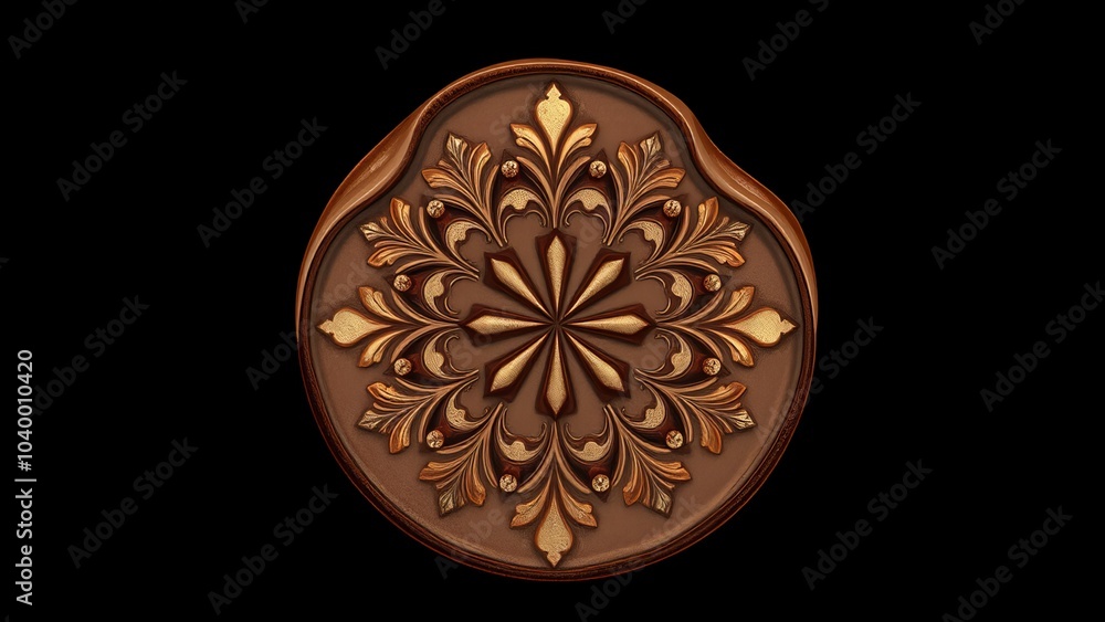 Intricate wooden carving with gold accents. Intricate wooden carving with gold accents.