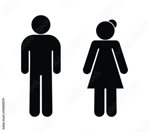 icon man and woman toilet vector wc, sign restroom isolated transparent