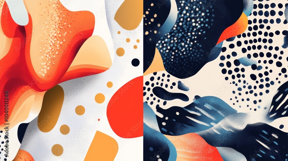 Obraz premium A collection of digital illustrations and graphic patterns, both abstract and modern.