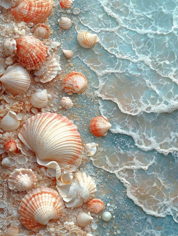 blue beige and teal tones many small seashells blue beige and teal tones many small seashells