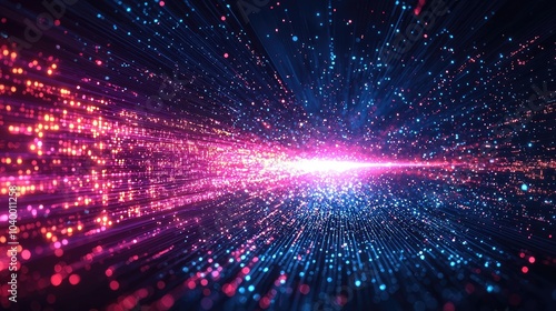 Wallpaper Mural Abstract background with glowing particles and light beams in blue and pink colors. Torontodigital.ca