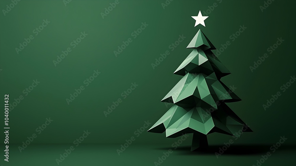 Geometric Christmas Tree with Stacked Triangles in Green and Minimal Star on Top Geometric Christmas Tree with Stacked Triangles in Green and Minimal Star on Top