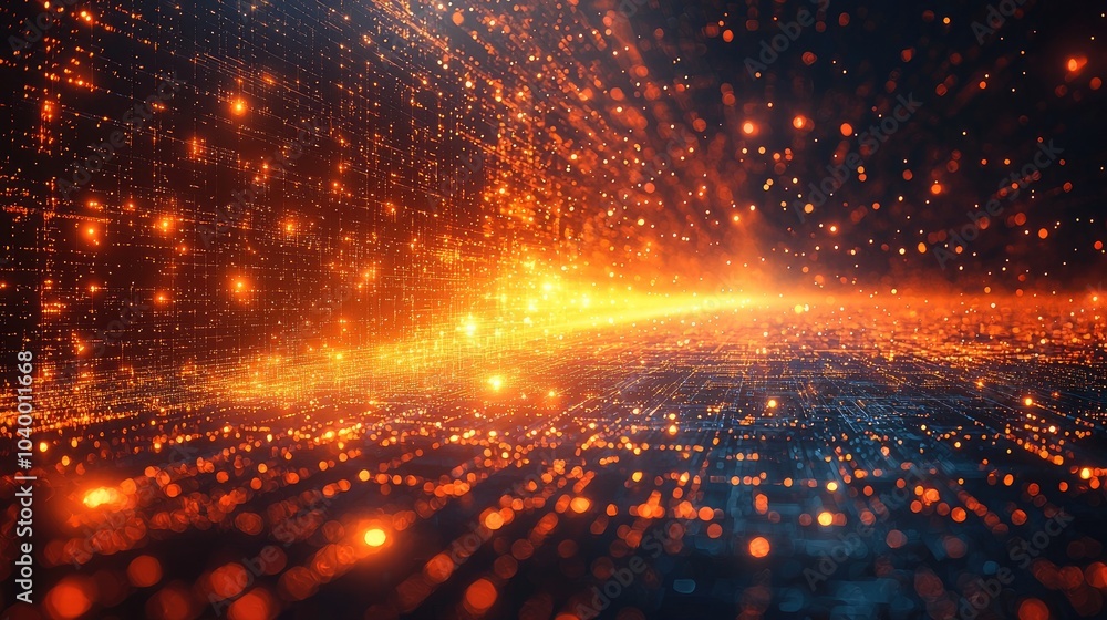 Abstract background with glowing particles and lines, creating a futuristic and dynamic effect. Abstract background with glowing particles and lines, creating a futuristic and dynamic effect.