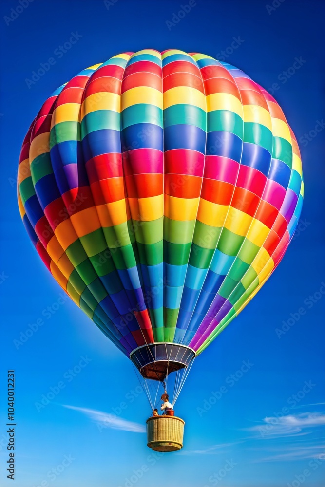 Fototapeta premium Hot air balloon ascending against clear blue vivid sky
