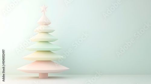 Wallpaper Mural Minimalist Pastel Geometric Christmas Tree with Soft Hues and Modern Design Torontodigital.ca