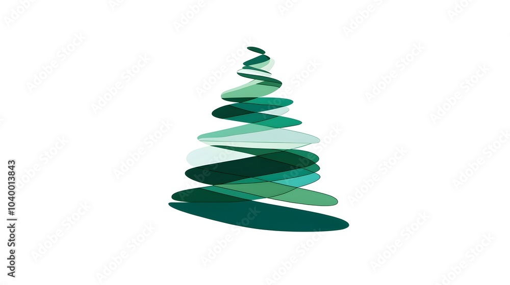 Minimalist Green Christmas Tree with Geometric Shapes Minimalist Green Christmas Tree with Geometric Shapes