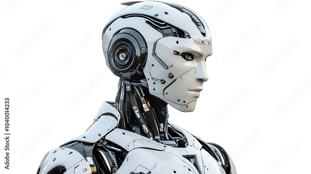 Minimalist Futuristic Humanoid Robot Design with Sleek White and Metallic Surfaces Minimalist Futuristic Humanoid Robot Design with Sleek White and Metallic Surfaces