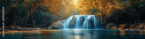 A beautiful waterfall surrounded by trees