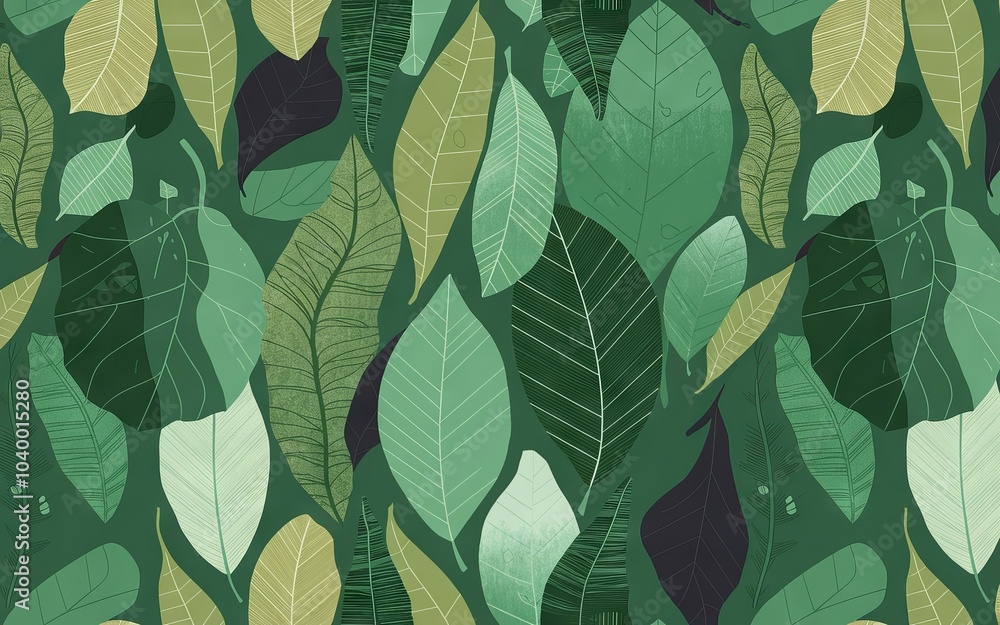 Green leaves pattern. Abstract seamless pattern with green leaves in various shades. Perfect for nature, botanical, and organic designs. Green leaves pattern. Abstract seamless pattern with green leaves in various shades. Perfect for nature, botanical, and organic designs.