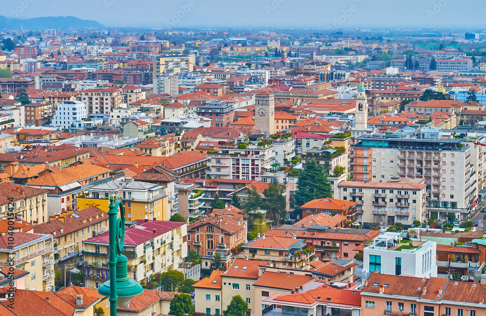 Fototapeta premium The top view of Citta Bassa, Bergamo, Italy