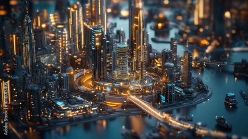 Wallpaper Mural A smart city with a connected network and internet of things. Torontodigital.ca