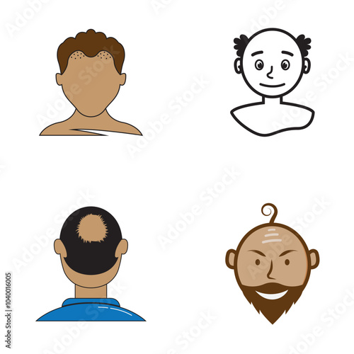 Hair loss color icon. Balding. Declining testosterone. Alopecia, baldness. Men aging. vector