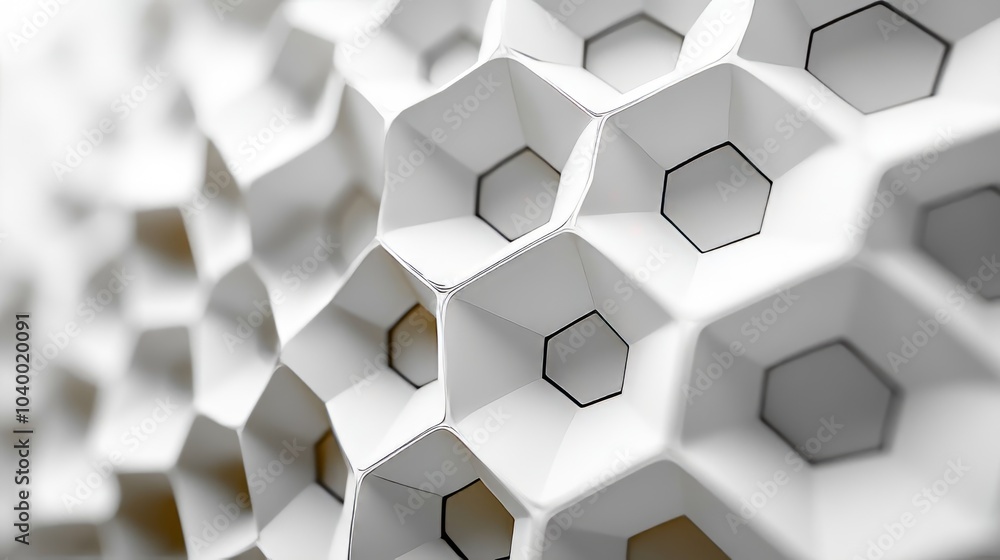 Futuristic white background hexagonal structure and Embossed Hexagons Futuristic white background hexagonal structure and Embossed Hexagons