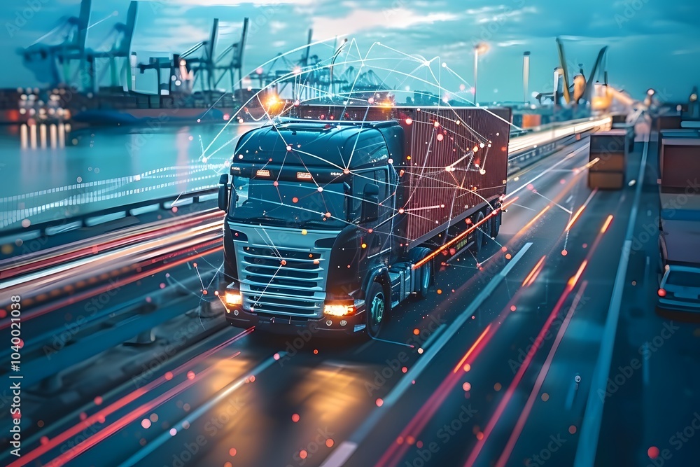 Fototapeta premium Modern Trucking: The Intersection of Logistics and Technology