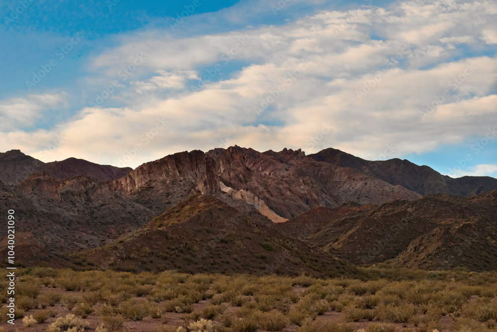 Craggy sierra near Andes mountains at dawn near Uspallata, Argentina. Craggy sierra near Andes mountains at dawn near Uspallata, Argentina.