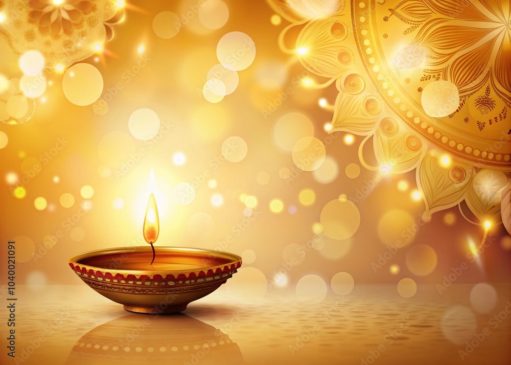Happy Diwali Celebration Background with Oil Lamp and Decorative Lights for Greeting Post or Banner Design Happy Diwali Celebration Background with Oil Lamp and Decorative Lights for Greeting Post or Banner Design