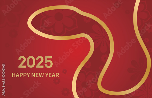 Chinese new year 2025 year of the Snake. Abstract background. Linear red Snake illustration. Traditional Chinese vector design. Lunar new year concept.