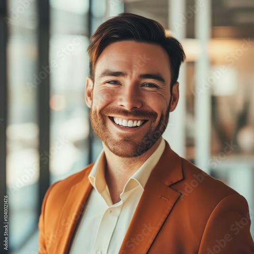 Confident Canadian software sales manager in business attire at office