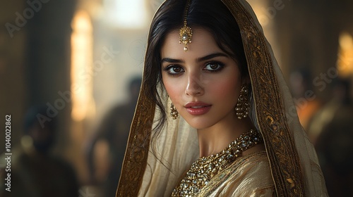 Mughal Queen with Radiant Features in 18th Century