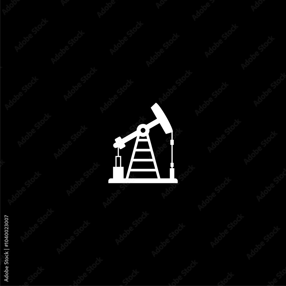 Oil pump or pump jack icon isolated on dark background Oil pump or pump jack icon isolated on dark background