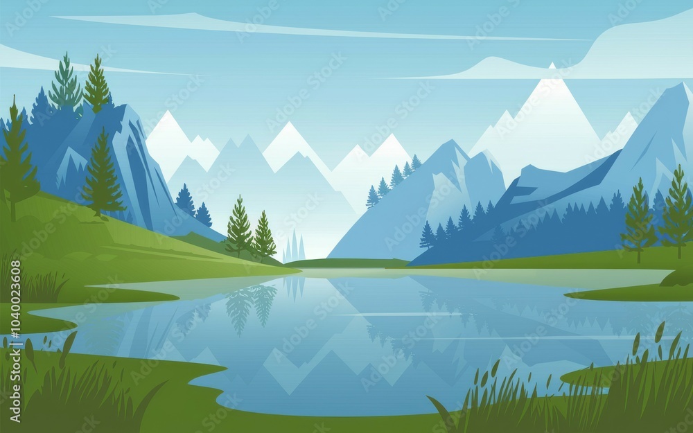 Mountain lake serenity. Tranquil landscape with a serene lake nestled amidst snow-capped mountains, showcasing the beauty of nature's tranquility. Mountain lake serenity. Tranquil landscape with a serene lake nestled amidst snow-capped mountains, showcasing the beauty of nature's tranquility.