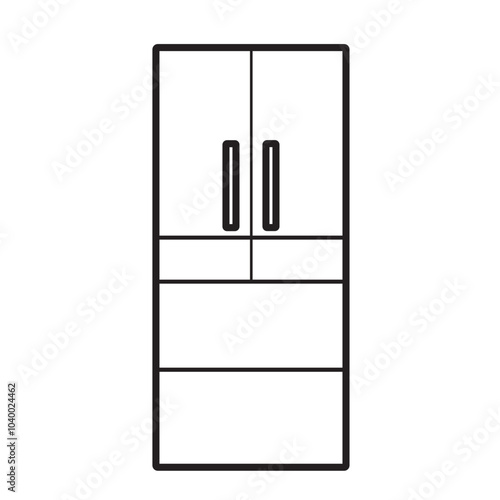 シンプルな大家族用の冷蔵庫のイラスト