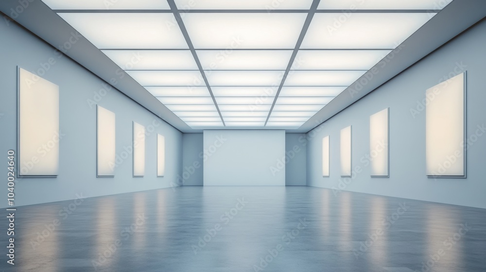 Fototapeta premium Modern Art Gallery with Bright Empty Space
