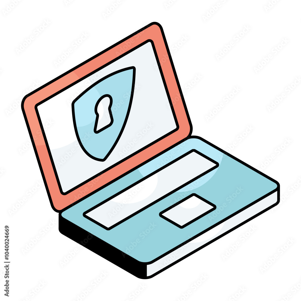 A beautiful design icon of laptop security A beautiful design icon of laptop security