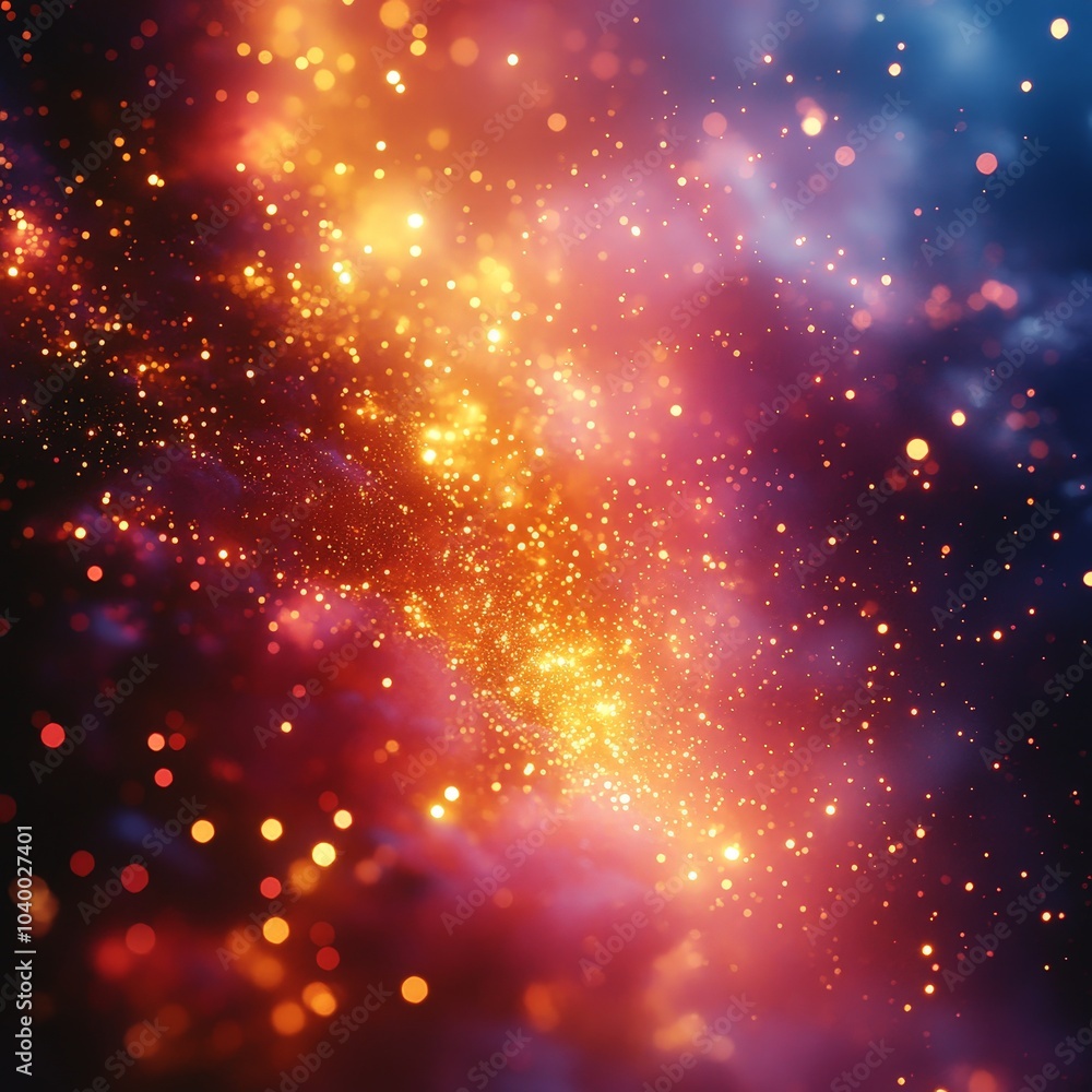 Obraz premium Colorful bokeh lights on dark background for festive celebrations