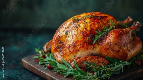 Wallpaper Mural Thanksgiving Feast Background with Turkey and Copy Space Torontodigital.ca