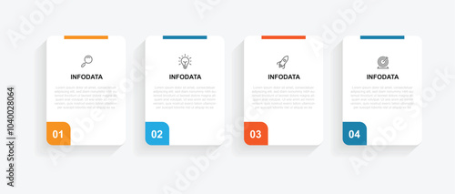 Infographic template vector with 4 step process paper style 