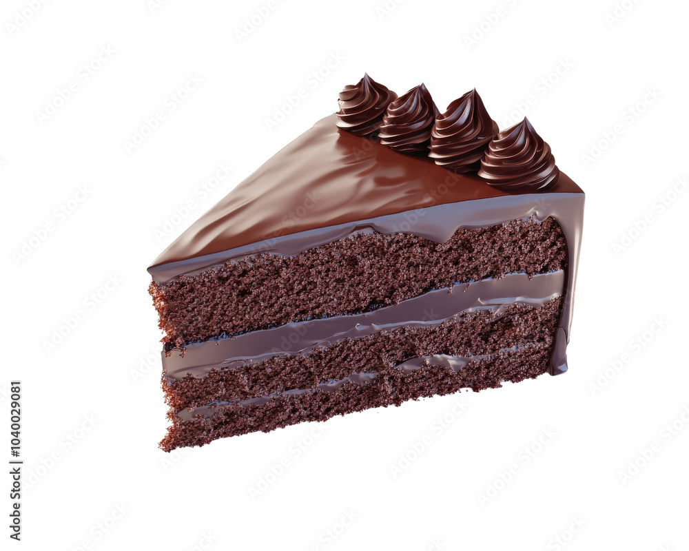 A slice of chocolate cake with chocolate frosting A slice of chocolate cake with chocolate frosting