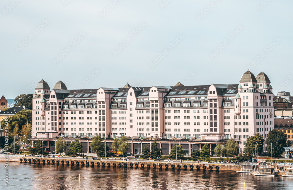 Historic Building by the Water in Oslo, Norway