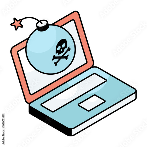 Creative design icon of laptop spam bomb