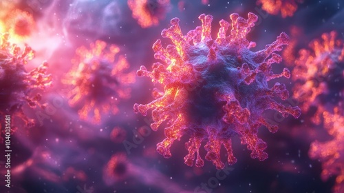 3drendered illustration of a virus visually captivating with intricate details and vibrant colors highlighting its complexity and scientific importance photo