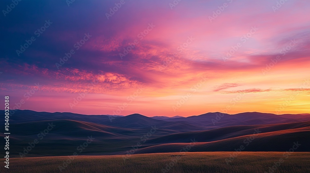 Obraz premium Tranquil hills at sunset