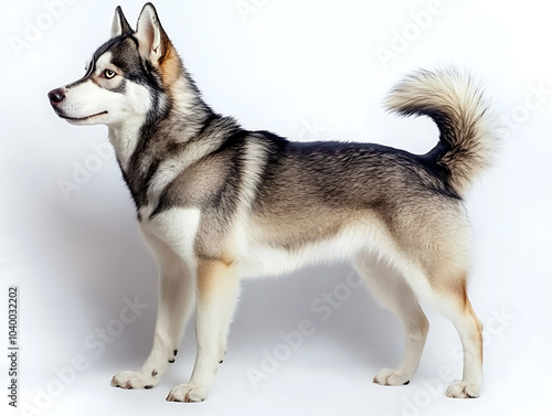 Photorealistic adorable Siberian Husky illustration