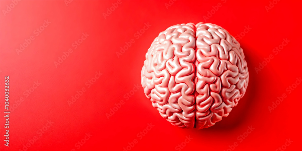 Plain Red Background with Abstract AI Brain Design Concept for Business Intelligence - Attention-Grabbing Visual with Generous Copy Space for Innovative Marketing and Advertising in Photo Stock Plain Red Background with Abstract AI Brain Design Concept for Business Intelligence - Attention-Grabbing Visual with Generous Copy Space for Innovative Marketing and Advertising in Photo Stock
