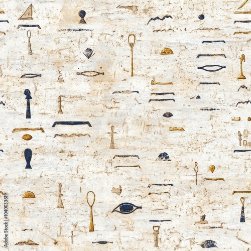 Egyptian Papyrus Inspired Seamless Design Background