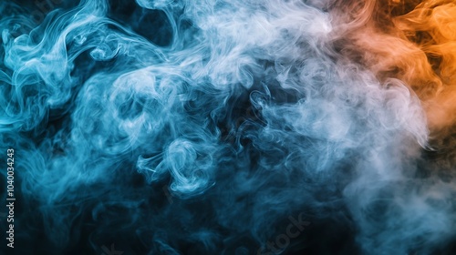 Vapor clouds forming abstract patterns around an electronic cigarette